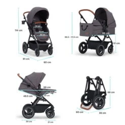 Kinderkraft B-TOUR 3in1 Kinderwagen Dark Grey Inkl. Autositz, Adapter, Fußsack, & Regenschutz -Geschäft Für Babyartikel 5902533918942 13