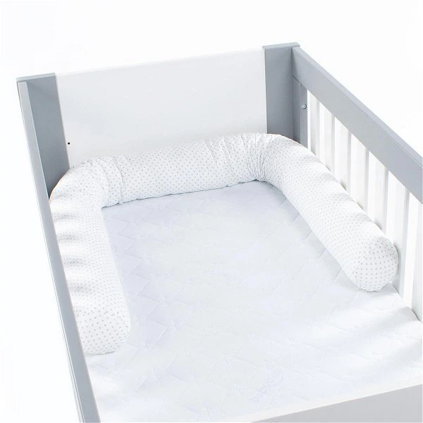 Babybay Nestchenschlange Piqué Für Kinderbetten Weiß, Mit Punkten Perlgrau 4 Babybay Nestchenschlange Piqué Für Kinderbetten Weiß, Mit Punkten Perlgrau – Bild 2