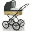 HESBA ClassicKorb Kinderwagen Außen 685 Innen 180 Black Edition - Räder Schwarz 30 Cm, Ledergriff Dunkelgrün -Geschäft Für Babyartikel classickorb 300sl fb685 180 black edition lg darkgreen
