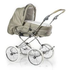 HESBA Condor Coupe Kinderwagen Außen 274 Innen 232 Räder Weiß 30 Cm, Ledergriff Greige
