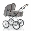 HESBA Corrado Kinderwagen Außen 796, Innen 227 Teilleder - Räder Schwarz 30 Cm, Griff Braun