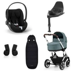 CYBEX Talos S LUX Kinderwagen Bundle Sky Blue Gestell In Taupe