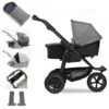 Tfk Mono 2 Kombi Kinderwagen Premium Grau Luftrad-Set Bundle Mit Cupholder